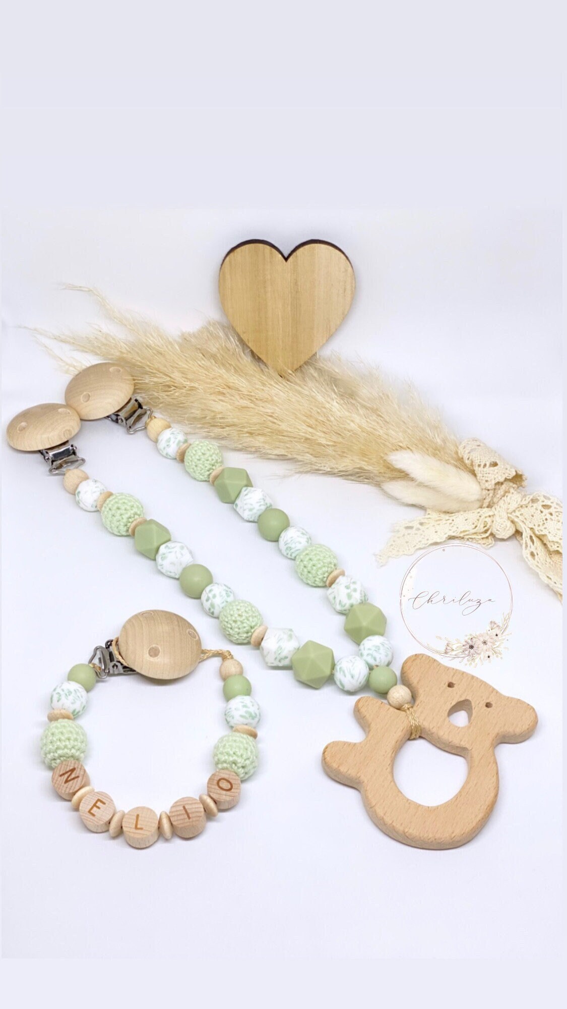 Schnullerkette Mit Name Kinderwagenkette Set Mädchen Personalisiertes Eukalyptus Grün Silikon Holz Junge Koala Tieranhänger Schnullerkette Mit Name Kinderwagenkette Set Mädchen Personalisiertes Eukalyptus Grün Silikon Holz Junge Koala Tieranhänger von Etsy - ChriluzaShop
