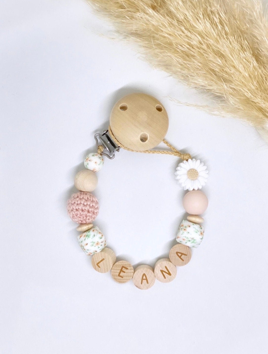 Schnullerkette Mit Namen Greifring Set Mädchen Blumen Personalisiert von Etsy - ChriluzaShop