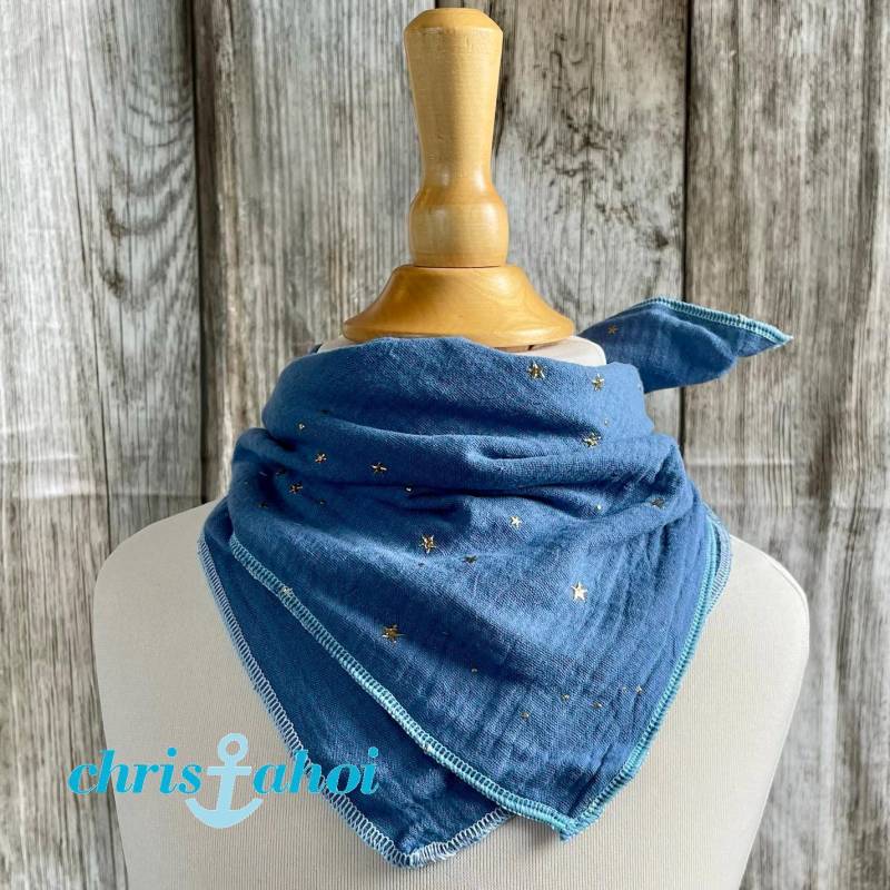 Blaues Baby Musselin Halstuch in Blau Mit Goldenen Sternen, Unisex Dreieckstuch, Spucktuch Blaues Baby Musselin Halstuch in Blau Mit Goldenen Sternen, Unisex Dreieckstuch, Spucktuch von Etsy - ChrisAhoiShop