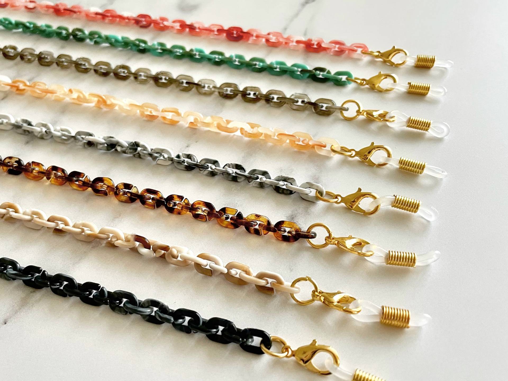 Brillen/Sonnenbrillen Kettenhalter - Schildpatt Brillenkette Acryl Kette Lanyard Perlenkette Brillenband Halskette von Etsy - ClamShellCo