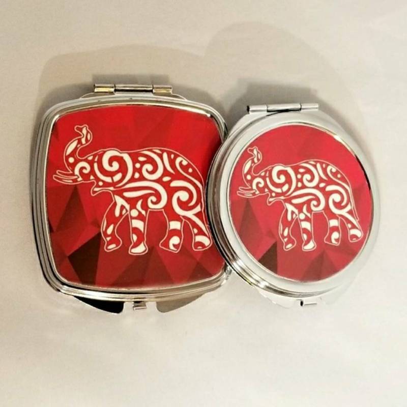 Hochrot Und Creme Taschenspiegel Mit Elefant, Personalisierte Kompakte Handspiegel, Brautgeschenke, Einzigartige Geschenke von Etsy - ClassicDesignsGifts