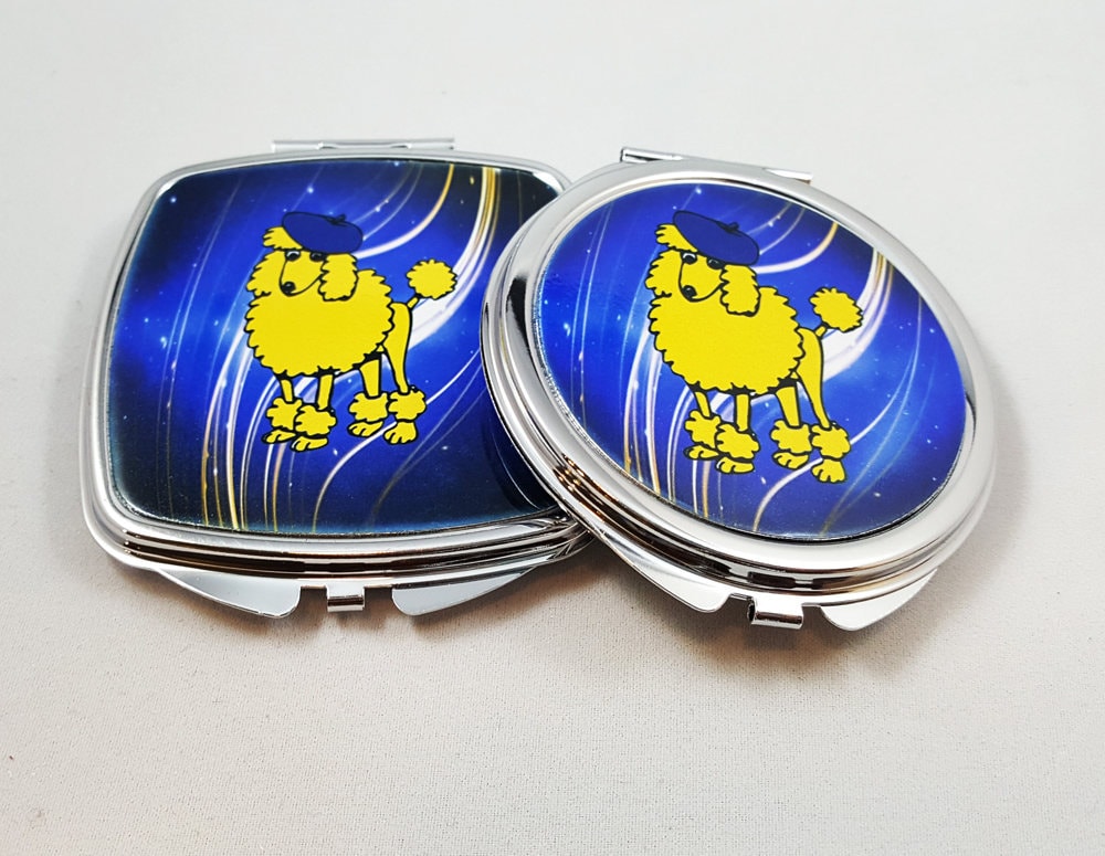 Königsblaue Und Goldene Kompaktspiegel Mit Pudel, Personalisierte Kompakte Handspiegel, Brautgeschenke, Einzigartige Weihnachtsgeschenke von Etsy - ClassicDesignsGifts