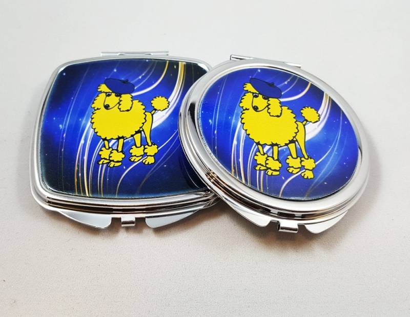 Königsblaue Und Goldene Kompaktspiegel Mit Pudel, Personalisierte Kompakte Handspiegel, Brautgeschenke, Einzigartige Weihnachtsgeschenke von Etsy - ClassicDesignsGifts