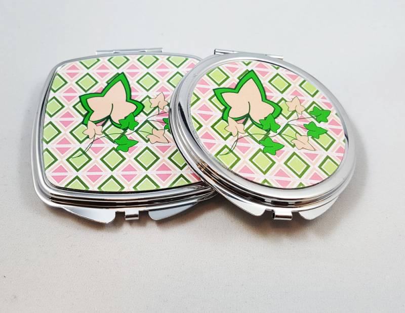 Rosa Und Grün Taschenspiegel Mit Efeublatt, Personalisierte Kompakte Handspiegel, Brautgeschenke, Einzigartige Geschenke von Etsy - ClassicDesignsGifts
