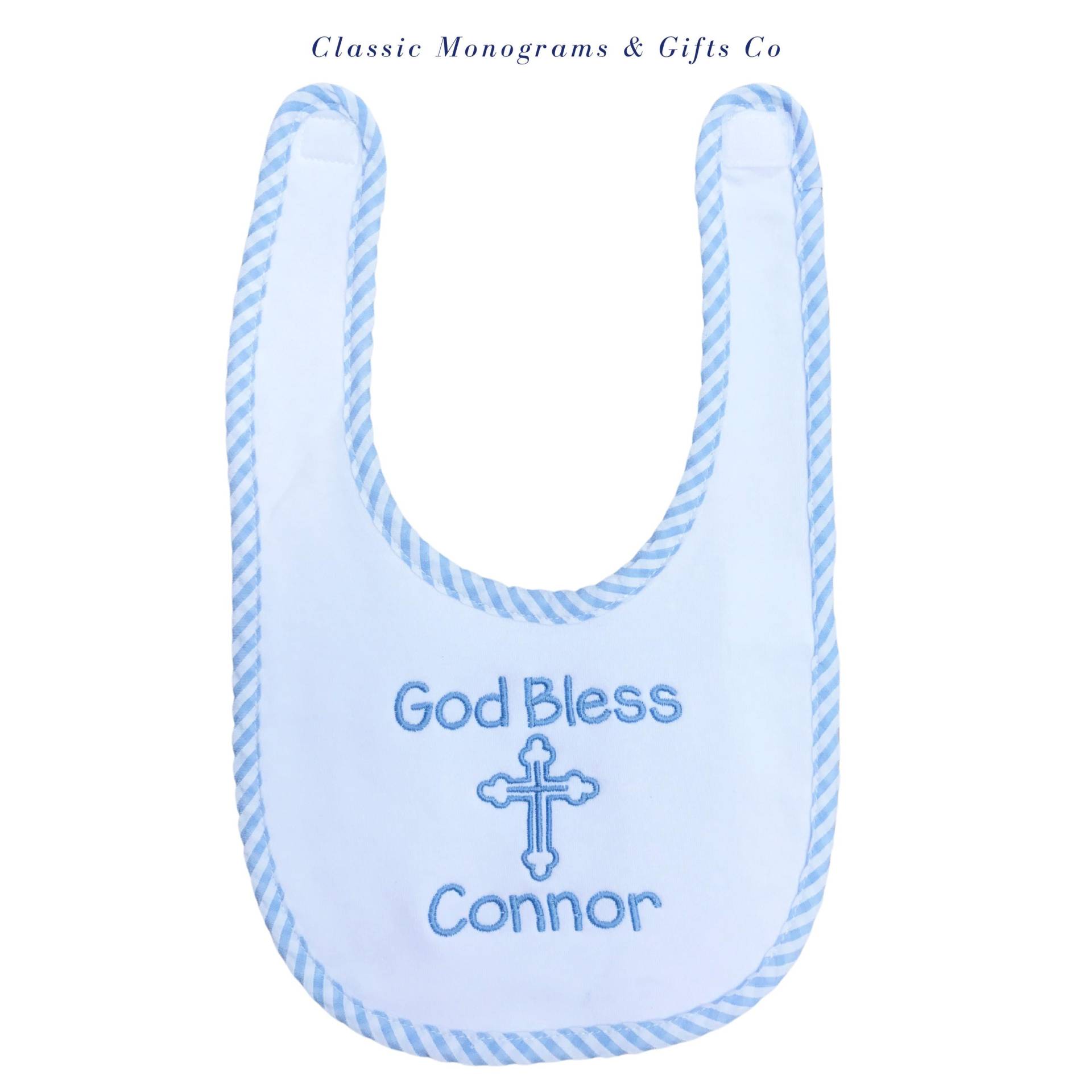 Gesticktes Kreuz Lätzchen | Benutzerdefinierte Baby Gott Schütze 100% Baumwolle Taufe Taufgeschenk Hingabe Neues Personalisiert von Etsy - ClassicMonogramGifts