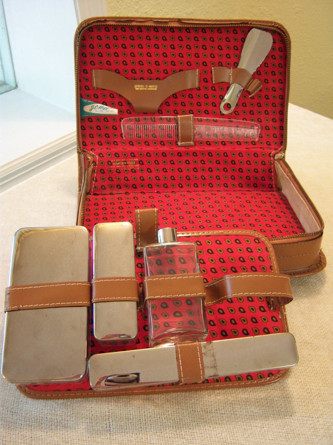 Vintage Gentlemens Travel Kit/Sears Roebuck Usa/Jc Higgins/Pereline Germany/Ledertasche/Grooming Kit/Rasur Kit/Travel Kit von Etsy - CoastalGirlDecor
