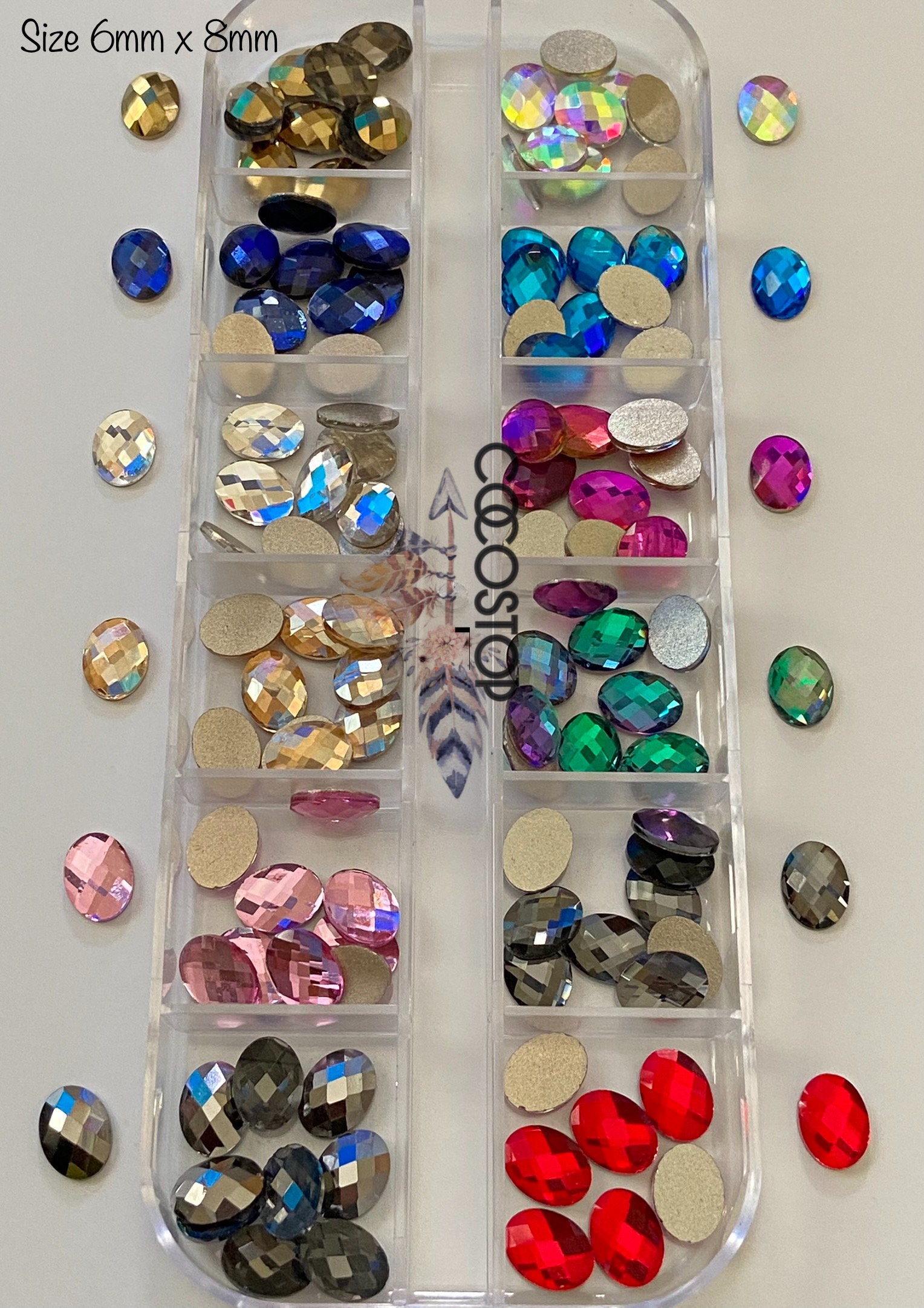 120 Stück Mix Farben Ovale Form Nagel Strass Box 120 Stück Mix Farben Ovale Form Nagel Strass Box von Etsy - CocoStop