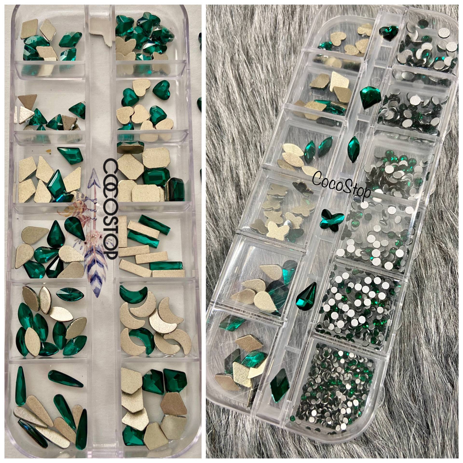 60/120 Stück Grüner Smaragd Nagel Strasssteine Box 60/120 Stück Grüner Smaragd Nagel Strasssteine Box von Etsy - CocoStop