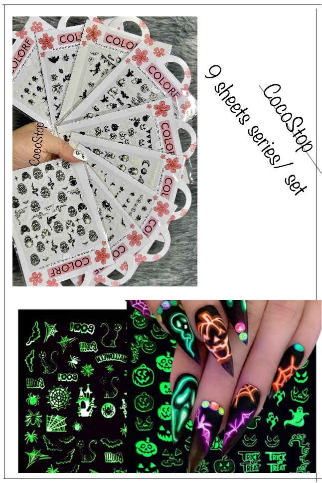 9 Packungen/Set Glow in The Dark Halloween Nagelaufkleber 9 Packungen/Set Glow in The Dark Halloween Nagelaufkleber von Etsy - CocoStop