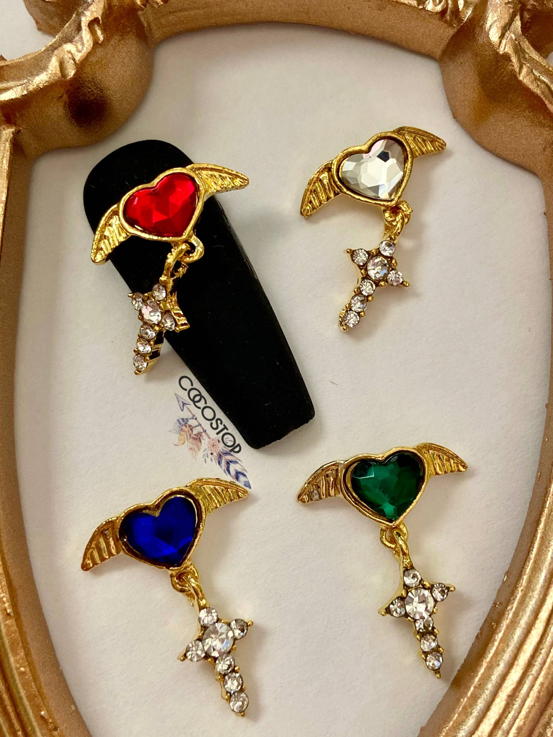 Baumelnder Kreuz Herz Flügel/Engel Schmuck 3D Nagel Charms Nail Art Baumelnder Kreuz Herz Flügel/Engel Schmuck 3D Nagel Charms Nail Art von Etsy - CocoStop