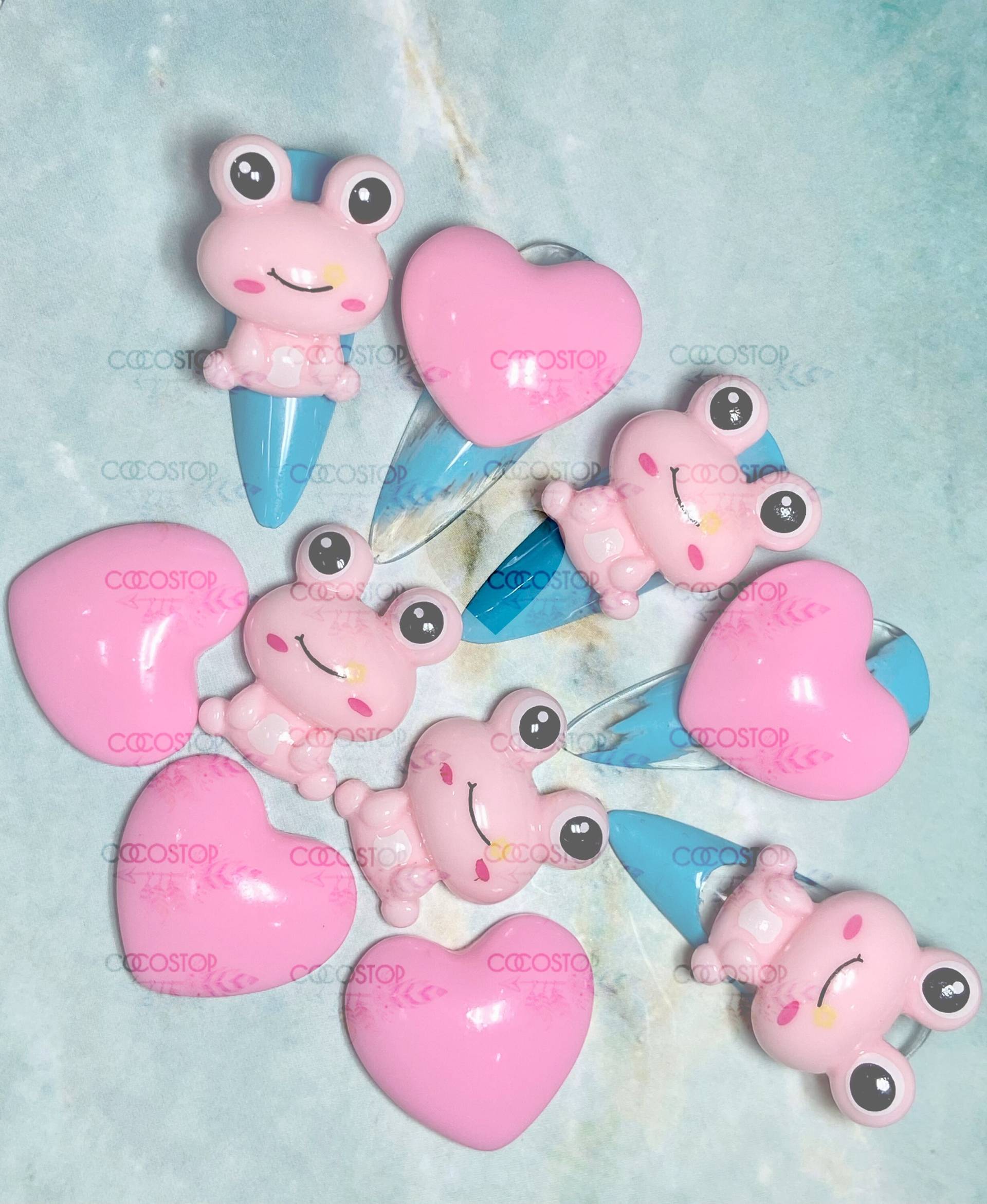 Kawaii Resin Pink Herz Frösche Nagel Charms 3D Kawaii Resin Pink Herz Frösche Nagel Charms 3D von Etsy - CocoStop