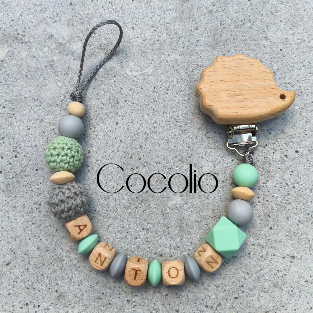 Schnullerkette Grau Mint Personalisiert von Etsy - CocolioHandmade