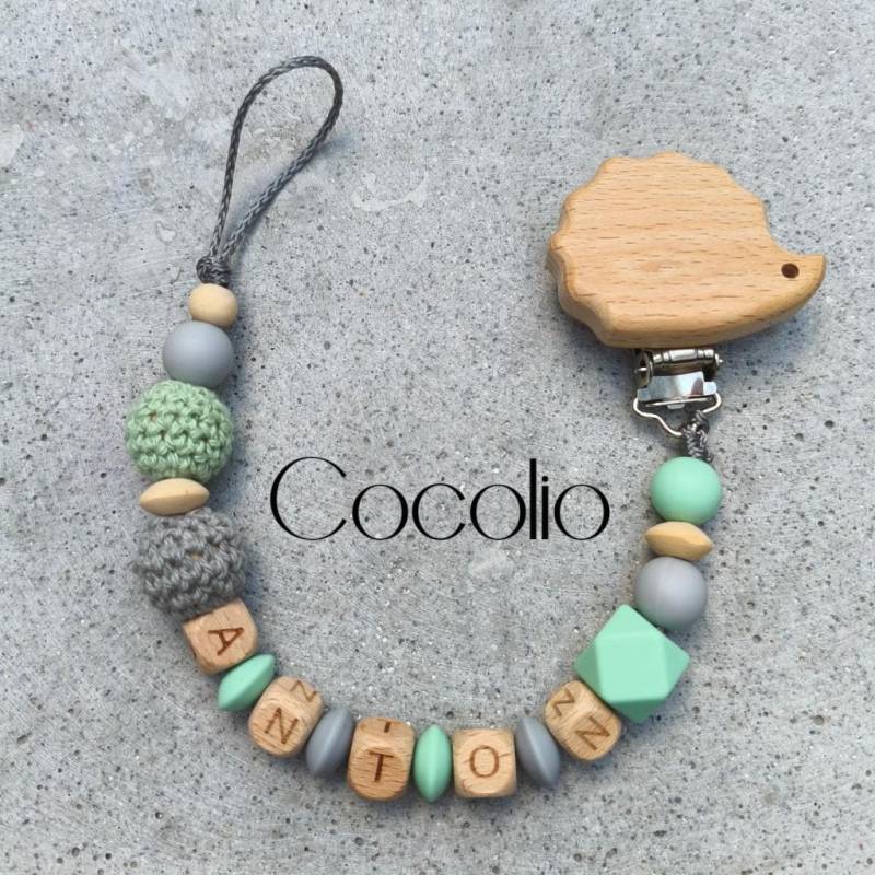 Schnullerkette Grau Mint Personalisiert von Etsy - CocolioHandmade