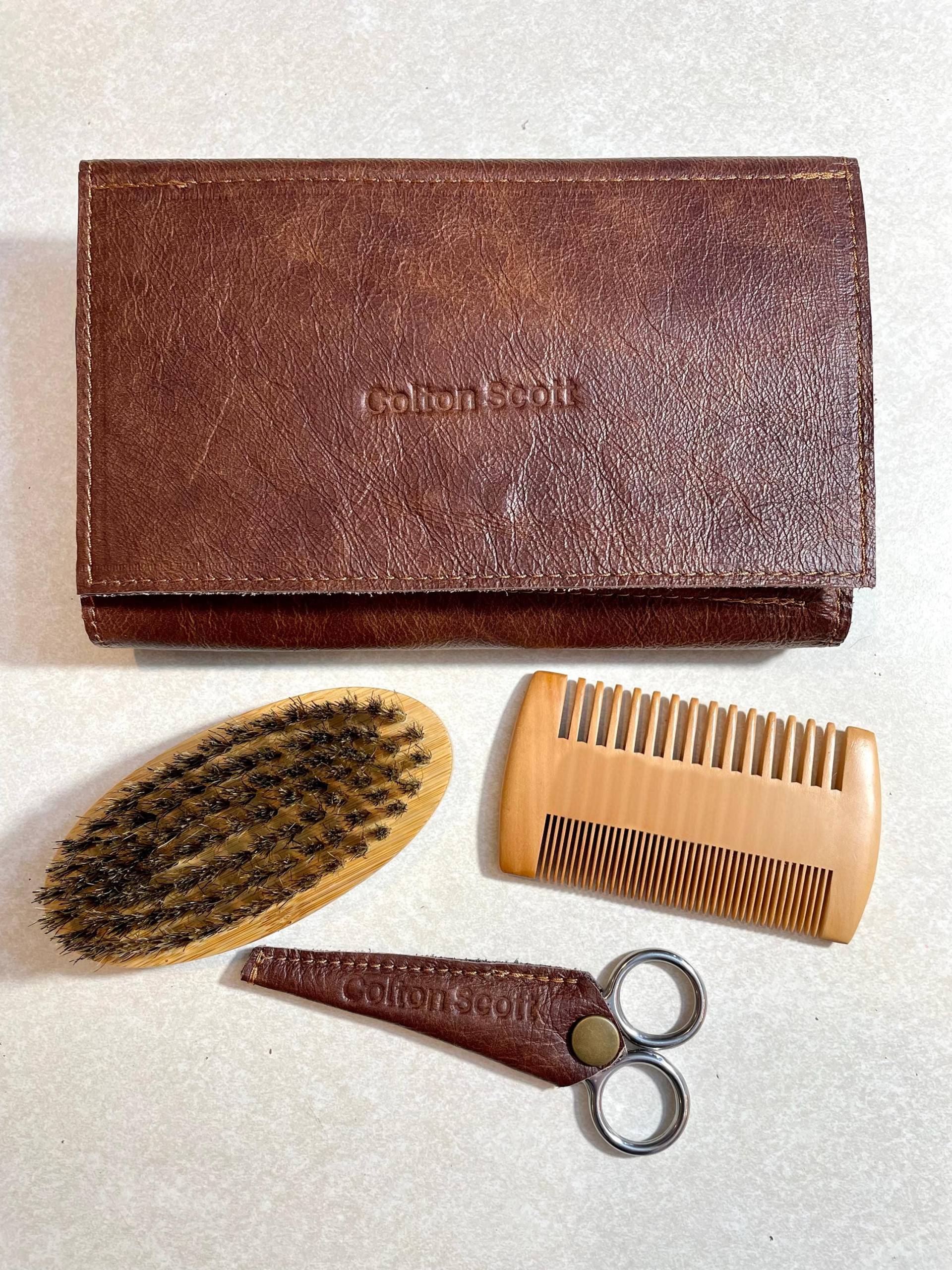 Echtleder Reise Bartpflege Kit, Etui, Organizer, Halter, Handgemacht, Personalisiert, Vatertagsgeschenk, Kit von Etsy - ColtonScottCreations