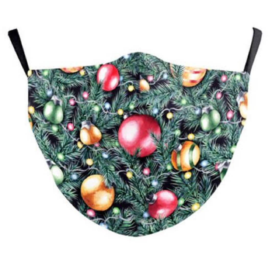 Weihnachtsmaske Mit Weihnachtsbaum Motiv Und Verstellbaren Schlaufen von Etsy - Communitymaske