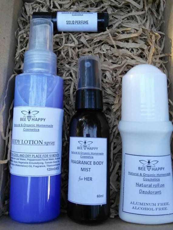 Body Care Geschenkset /Für Her //Hautpflege //Body Lotion Spray ==Duft Körpernebel ==Solid Parfüm ==Natürliche Deodorant/Parfüm, Hydrat, Weiche Haut von Etsy - CosmeticsGR