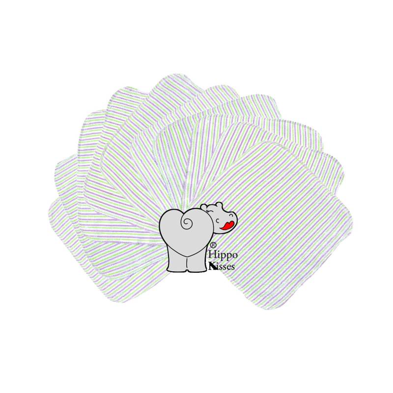 Baby Waschlappen Lila Grüne Streifen 10Er Pack, Gesichtstücher, Waschbare Desinfektionstücher von Etsy - CraftersCreekDesigns