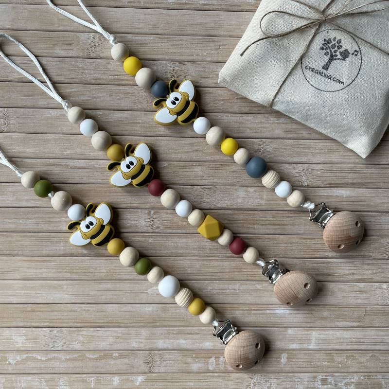 Biene Silikon Schnullerclip, Schnullerkette Mit Biene, Newborn Geschenk, Mam Schnuller von Etsy - CrealexiaCrafts