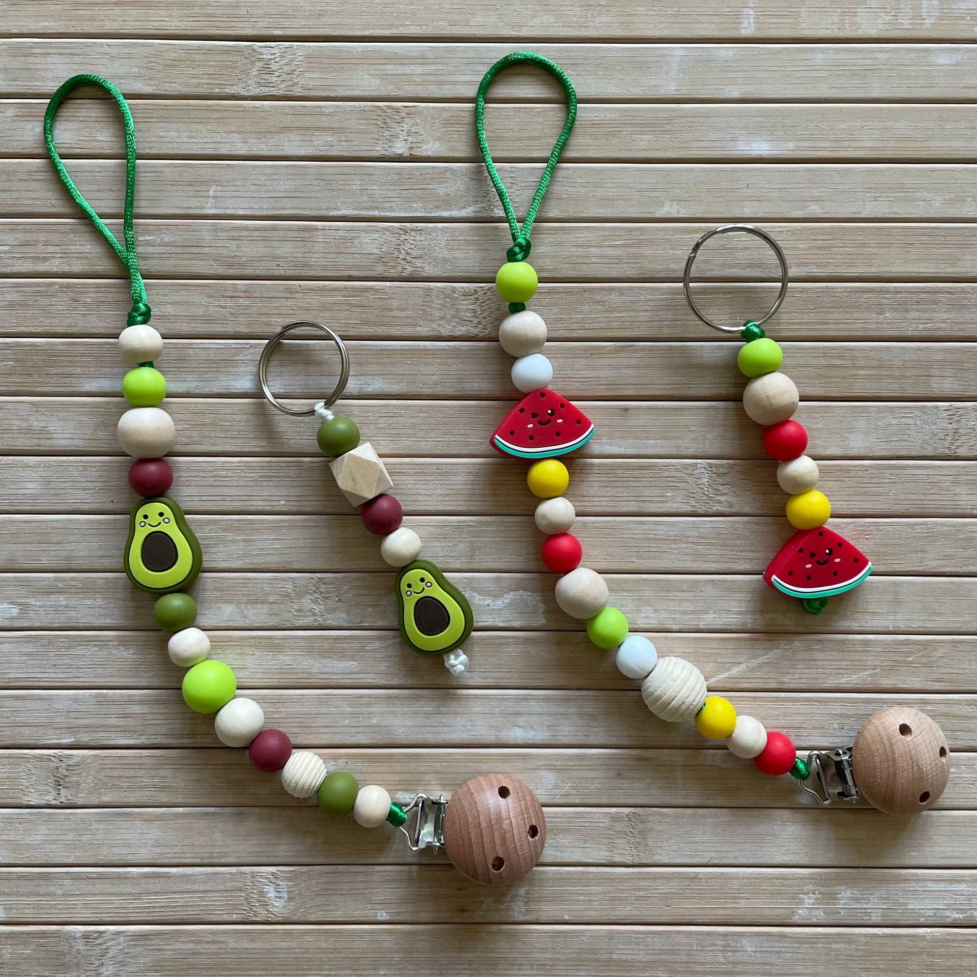 Sommer Silikon Schnullerkette Mit Avocado Oder Wassermelone, Bunten Perlen, Schnullerkette, Neugeborenen Geschenk, Mam Schnuller von Etsy - CrealexiaCrafts