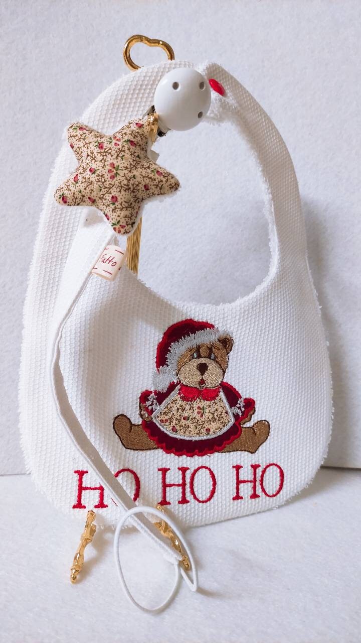 Weihnachtslätzchen-Set + Schnullerkette Mit Bärenmutter Und Glücksstern von Etsy - CreativantoCreazioni