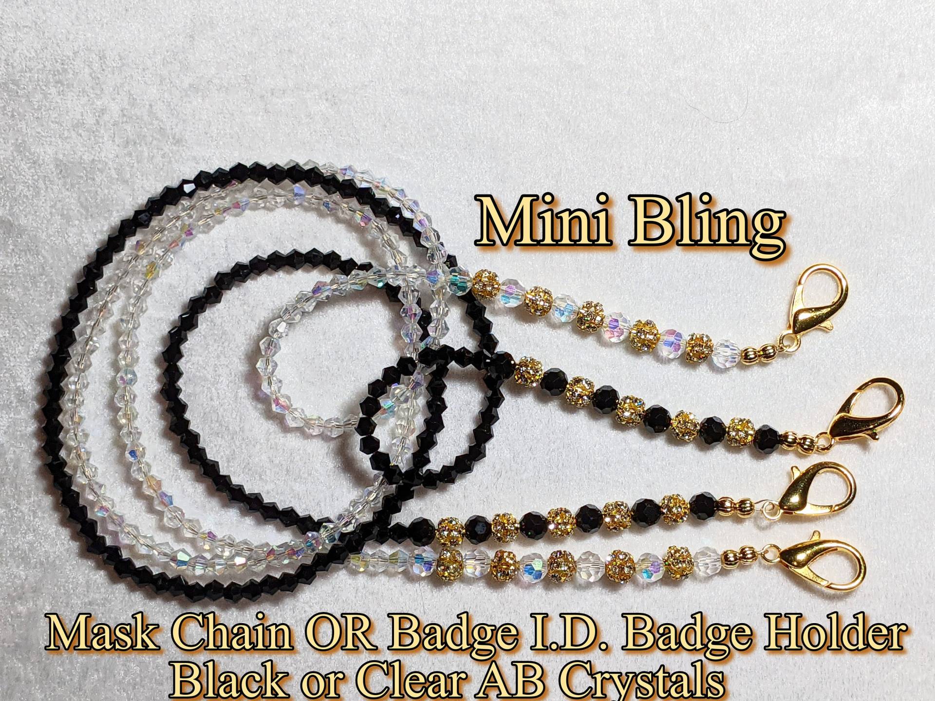 Gesichtsmasken-Kettenhalter Oder Ausweis-Id. Schlüsselband Gold Disco Kugeln Schwarz Oder Klar Ab Kristalle U Pick Bling Shiny Damen Designer Gesichtsmasken-Kettenhalter Oder Ausweis-Id. Schlüsselband Gold Disco Kugeln Schwarz Oder Klar Ab Kristalle U Pick Bling Shiny Damen Designer von Etsy - CreativeDesignsByVMS