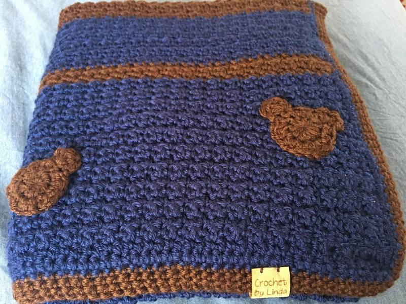 Teddybär Applikation Babydecke Gehäkelt von Etsy - CrochetbylindaShop
