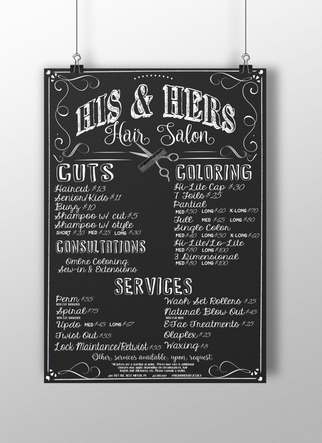 Friseur-Schild, Friseur-Tafel Stil, Friseur-Preisgestaltungsschild, Friseur-Dekor, Geschäftsschilder, Business-Tafeltafel von Etsy - CustomPrintablesNY