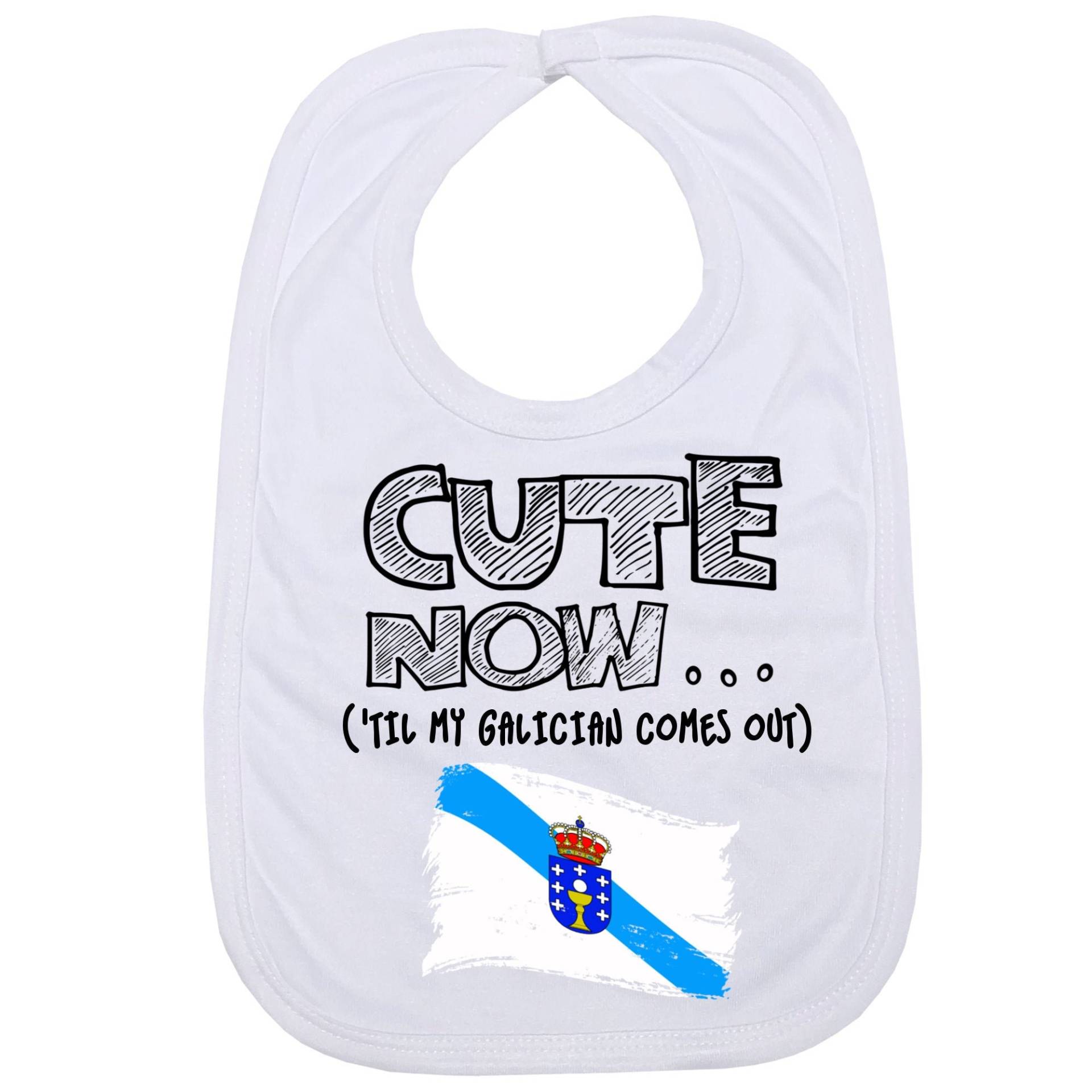 Baby-Galizien Spanien Lätzchen Cute Now ... | 'til My Galician Comes Out Geschenk Country Pride Lustiges Säuglingslätzchen in Weiß von Etsy - CuteNow