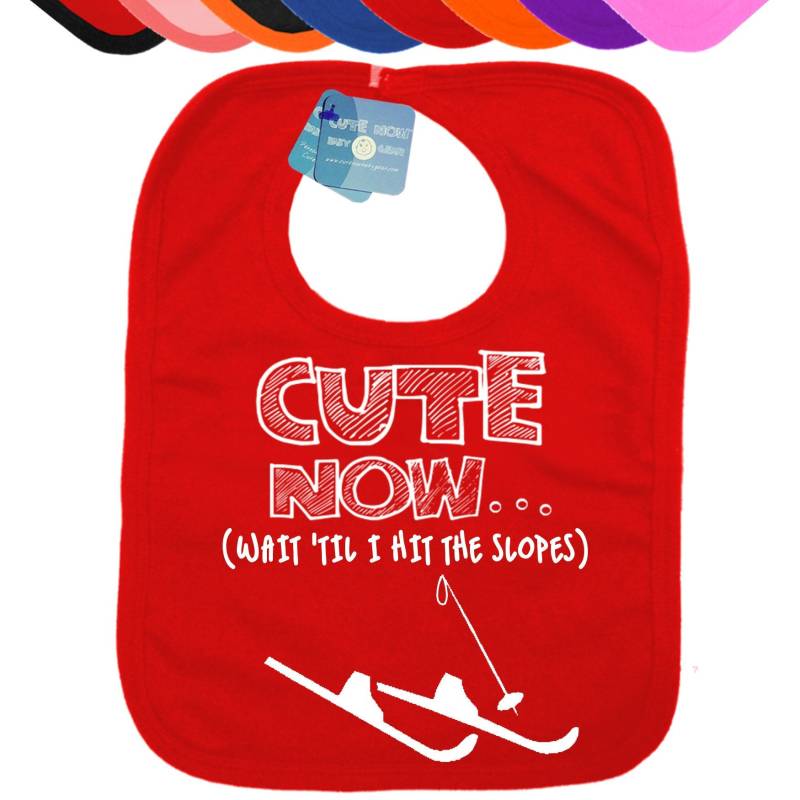 Baby Ski Lätzchen Cute Now ... | Warten Sie, Bis Ich Auf Die Piste Geschlagen Habe Geschenk Lustige Kleinkind Farbe Skifahren Skifahrer Wintersport von Etsy - CuteNow