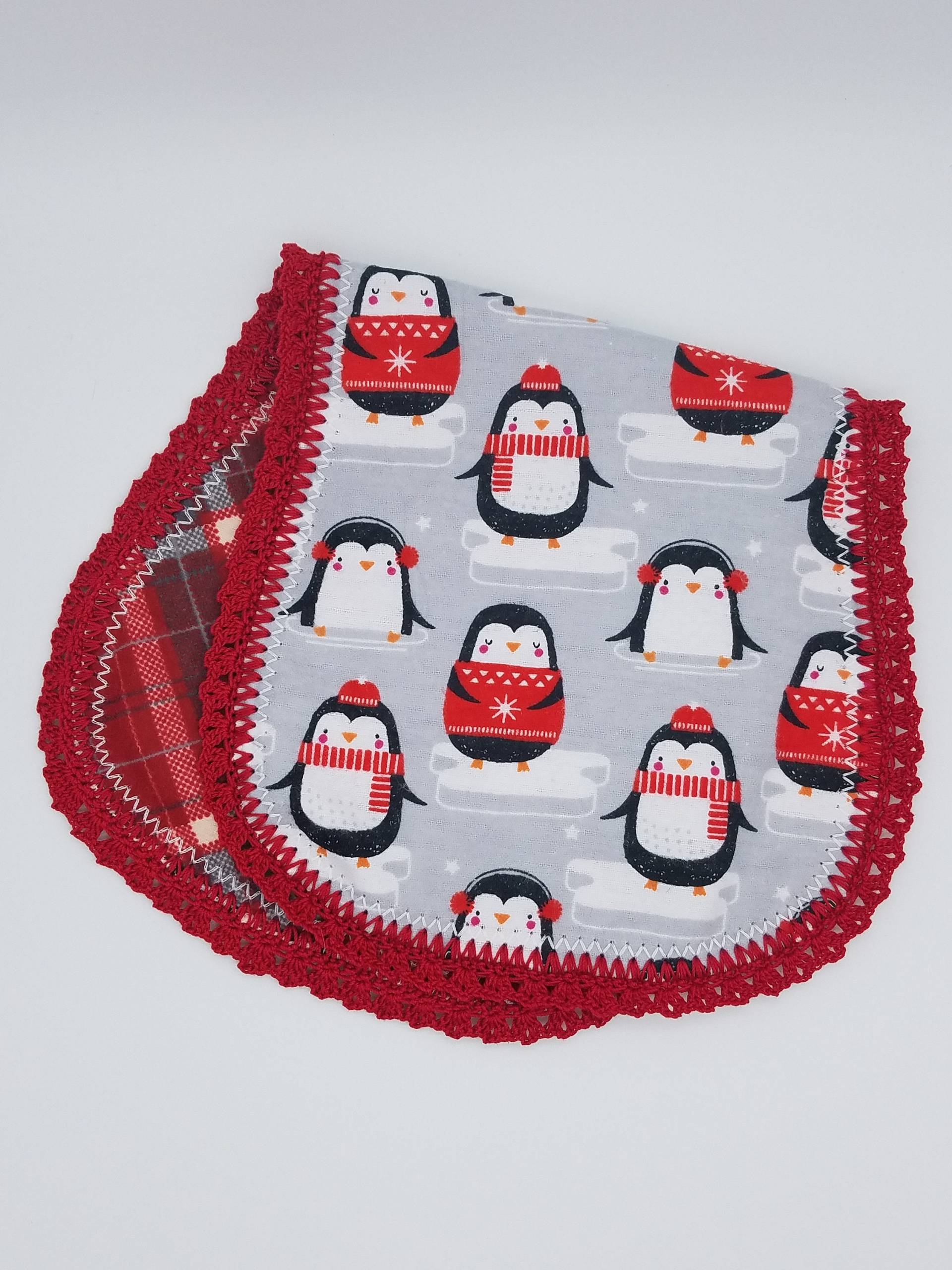 Flanell Spucktuch Mit Häkelkante | Pinguin Urlaub Print Flanell Spucktuch Mit Häkelkante | Pinguin Urlaub Print von Etsy - CutieCrochetUS