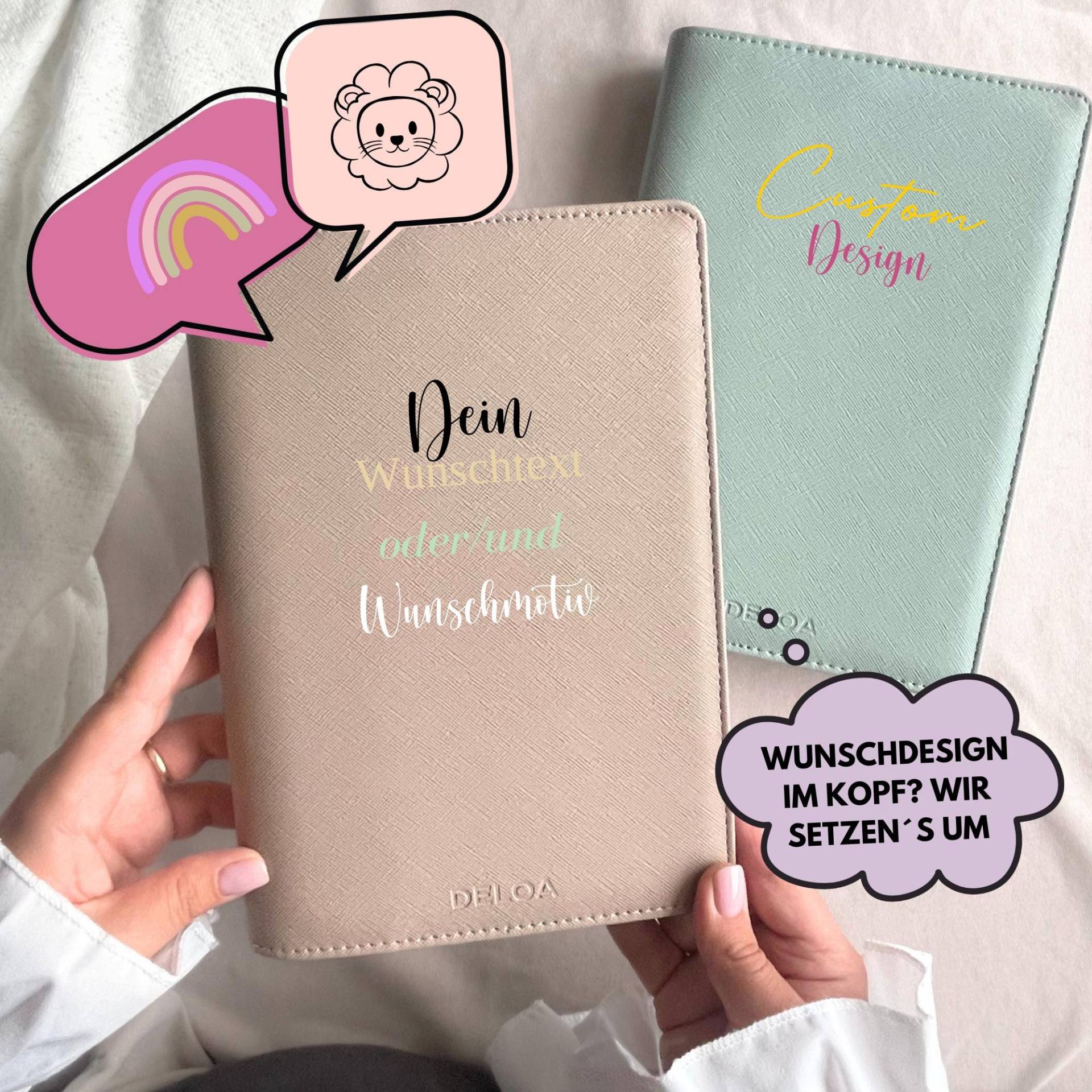 Deloa ® Uhefthülle, U-Heft Hülle Mit Fach Für Impfpass in Saffiano Kunstleder | Individuelles Design von Etsy - DELOA