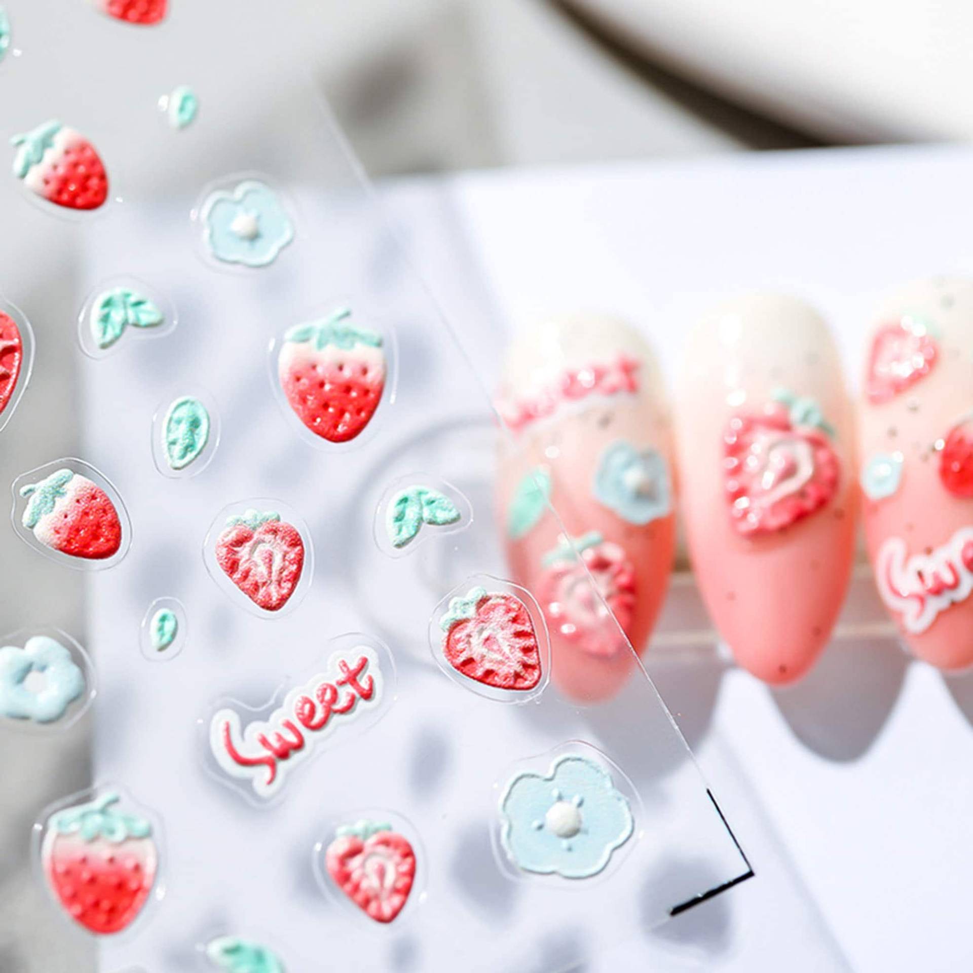 Erdbeer Nagel Aufkleber, Kawaii Süße Nail Art, 5D Geprägt, Diy Nägel von Etsy - DIYDesignerArt
