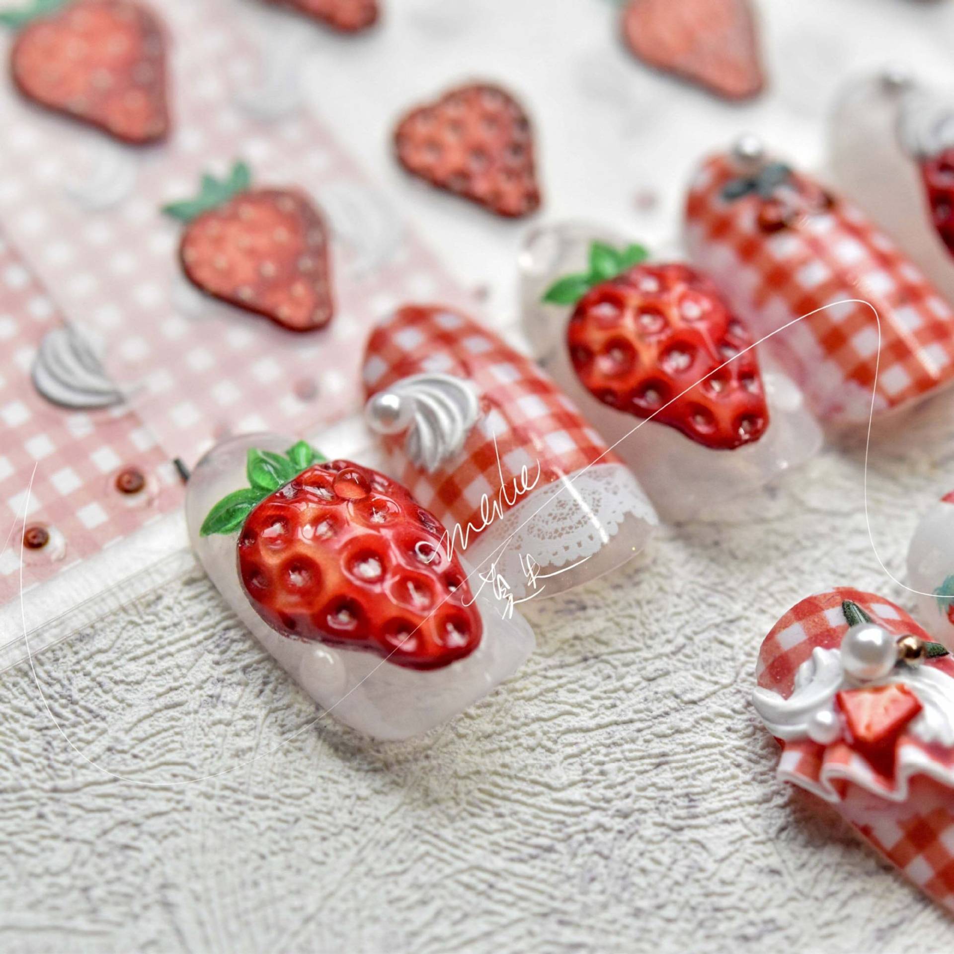 Erdbeer-Nagelaufkleber, Nagelaufkleber, Süße Kawaii-Nagelaufkleber, 5D-Prägung von Etsy - DIYDesignerArt