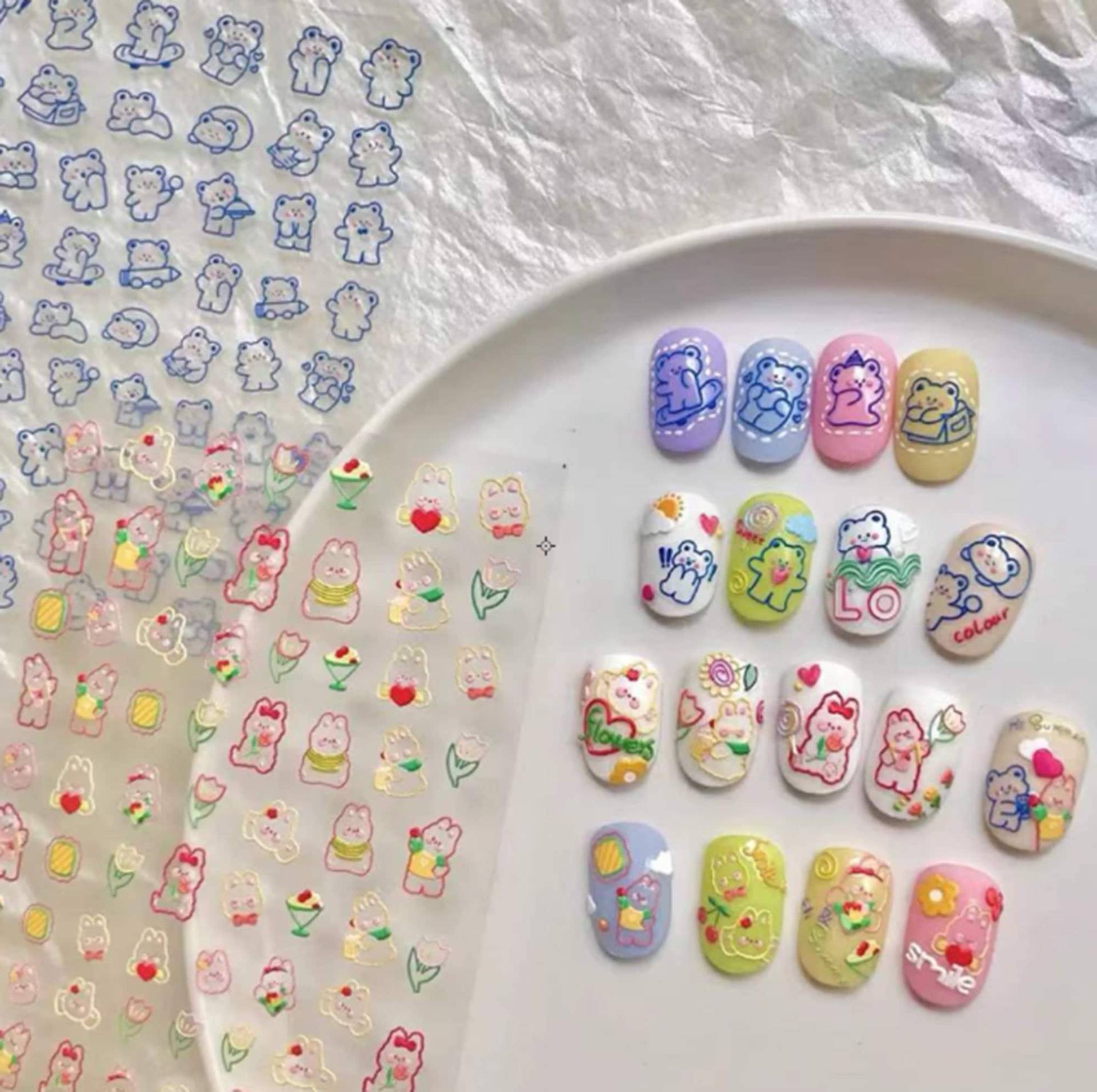 Kawaii Nagelsticker, Süsse 5D Geprägte Nägel, Nagelsticker von Etsy - DIYDesignerArt