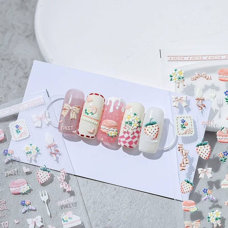 Kuchen Und Erdbeeren Nagelaufkleber, Rosa Kawaii Nagelsticker, Süße Nageldesignerkunst, Diy Nägel von Etsy - DIYDesignerArt