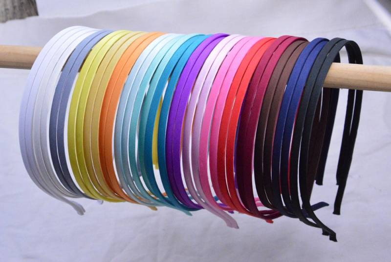 10 Stück Satinierte Haarbänder, Metall Haarband, Schlichtes Satinbezogen Seidenbezogen Hart Haarband 5 Mm von Etsy - DIYartworld