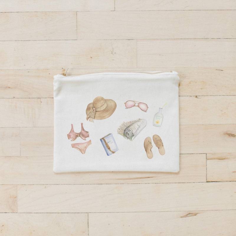Schminktäschchen - Beach Essentials Aquarell | Brautparty Geschenk, Gemütliche Wohnkultur Geschenke, Sentimentale Stoff Geschenk von Etsy - DWELLhomeshoppe