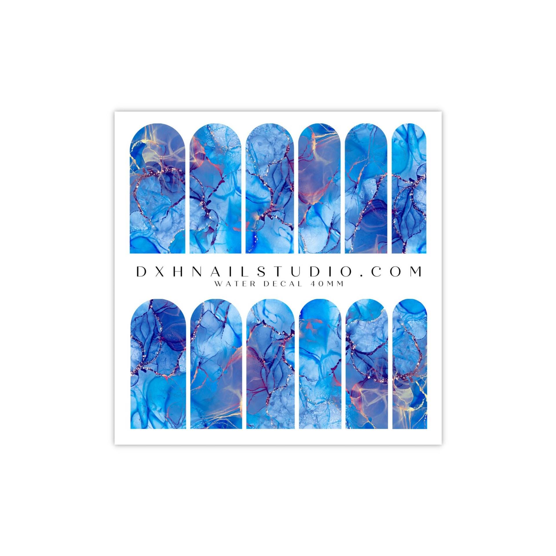 Aqua Blue Alcohol Ink Marmor Nagel Decals - Wassertransfer Nail Wraps Maniküre Zubehör von Etsy - DXHNAILCO