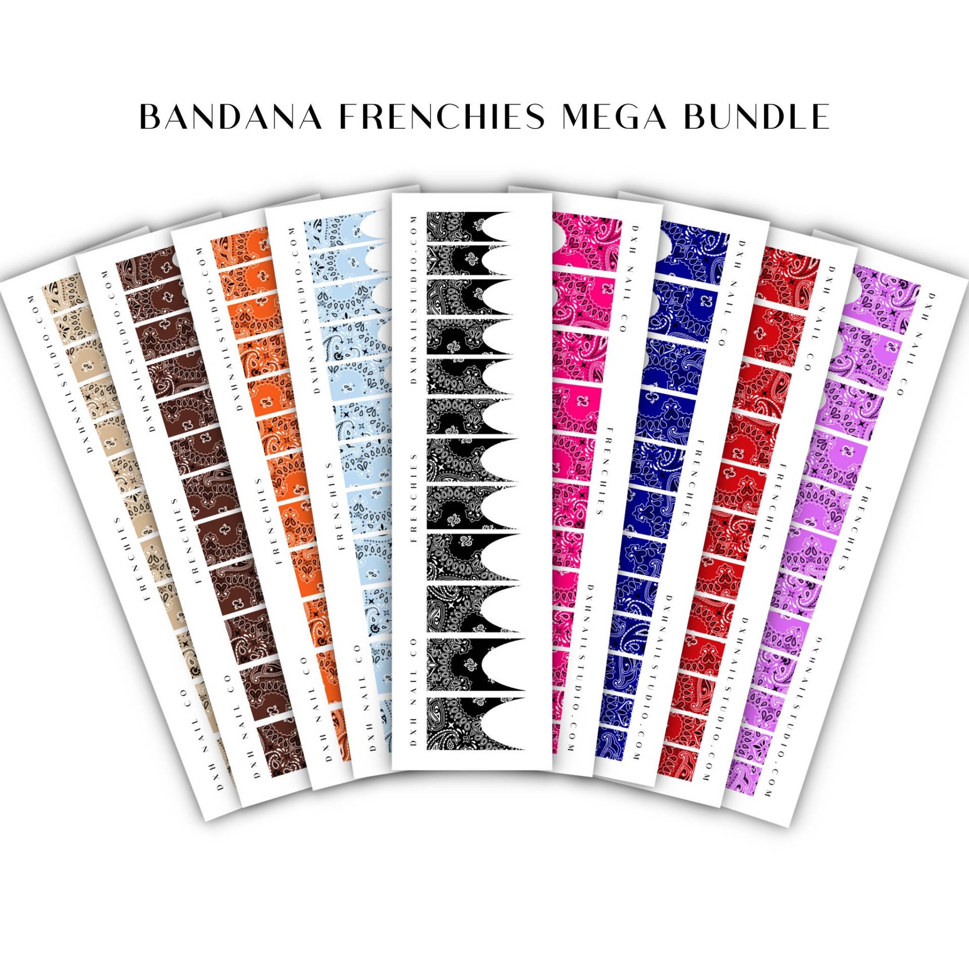 Bandana Frenchie Mega Bundle - Paisley Nail Art French Tip Wraps Nagel Zubehör von Etsy - DXHNAILCO