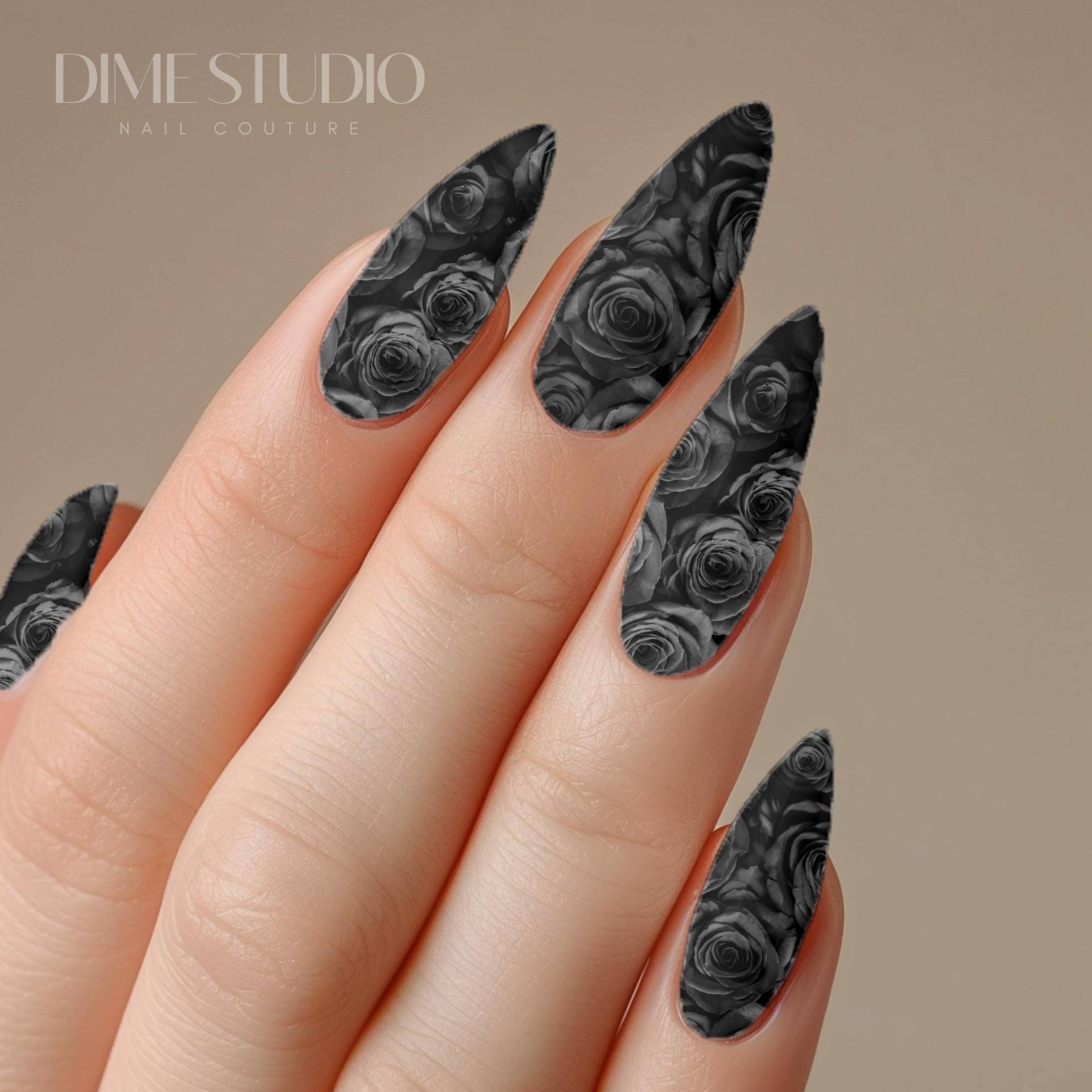 Black Rose Xl Nail Wraps - Floral Art 50mm Wasserrutsch Aufkleber Gothic von Etsy - DXHNAILCO