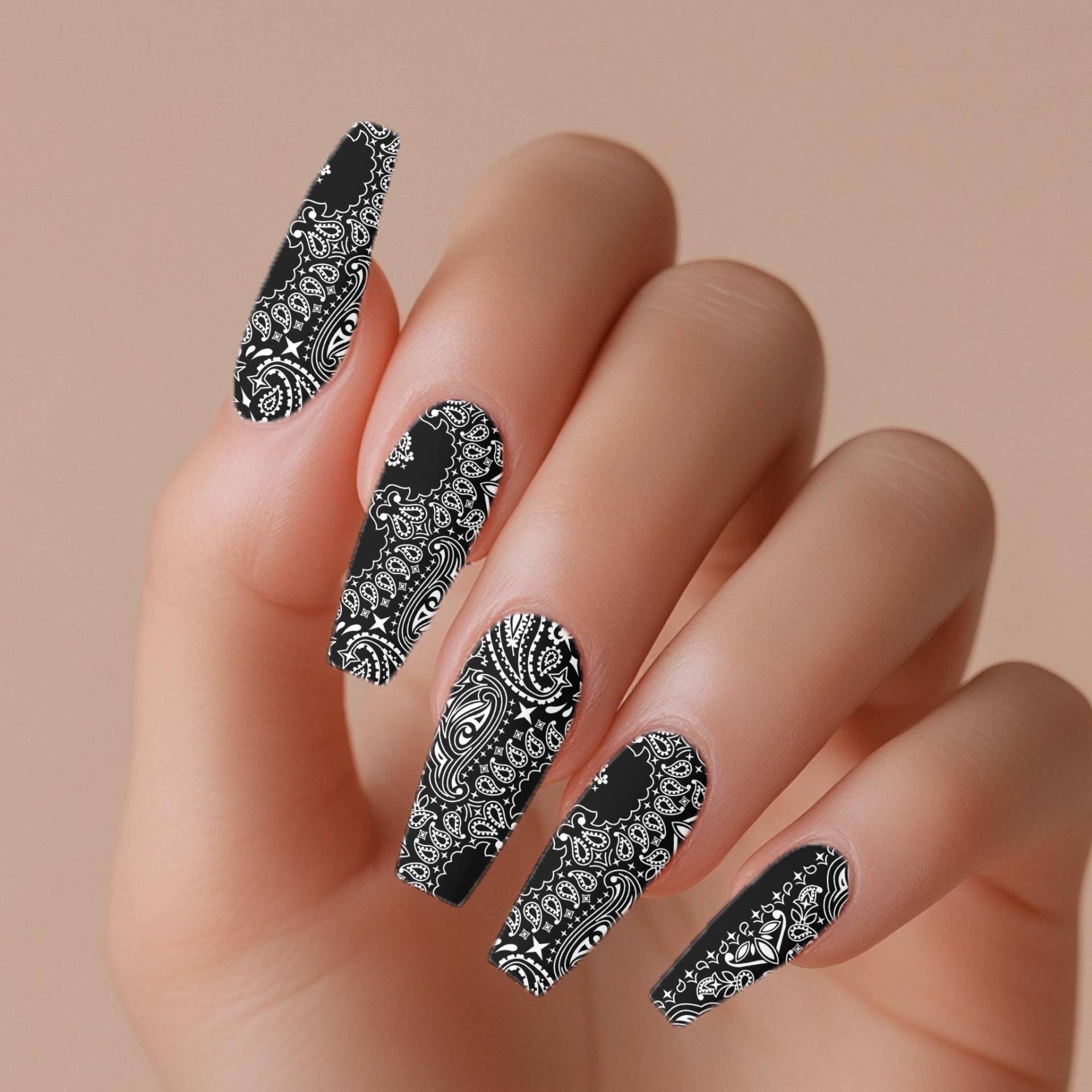 Klassisch Schwarzes Bandana Xl Nagel Aufkleber - Wassertransfer Nail Wraps Paisley Art Trending Nails Klassisch Schwarzes Bandana Xl Nagel Aufkleber - Wassertransfer Nail Wraps Paisley Art Trending Nails von Etsy - DXHNAILCO