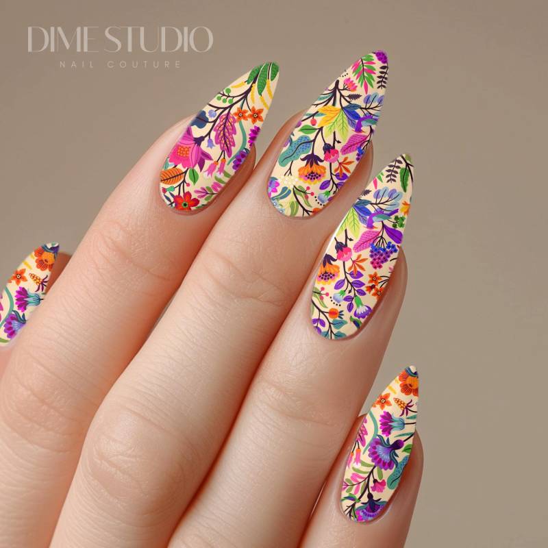 Fiesta Florals Nagel Aufkleber Wassertransfer Nail Wraps Bunt Frühling Sommer Art Maniküre Zubehör von Etsy - DXHNAILCO