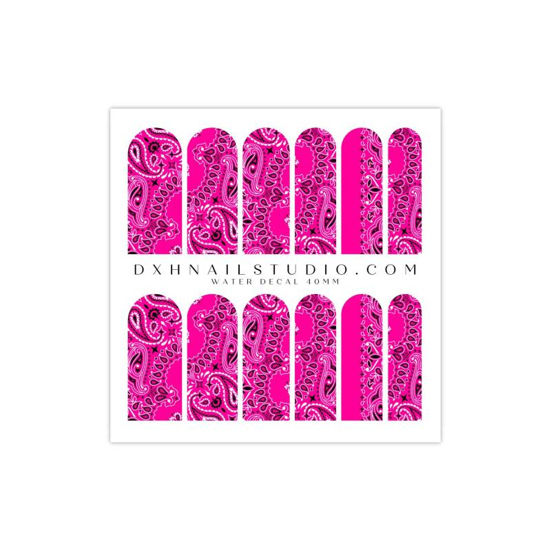 Hot Pink Bandana Nagel Abziehbilder - Paisley Wasser Transfer Nail Wraps Zubehör Maniküre Deco Art von Etsy - DXHNAILCO