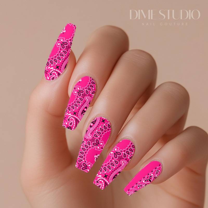 Hot Pink Bandana Nagel Abziehbilder - Paisley Wasser Transfer Nail Wraps Zubehör Maniküre Deco Art von Etsy - DXHNAILCO