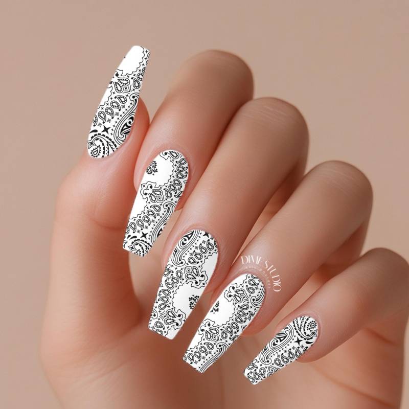 Klare Bandana Nagel Aufkleber - Transparente Wasserschiebefolie Nail Art Xl Wraps Paisley von Etsy - DXHNAILCO
