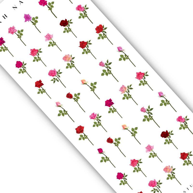 Lang Stengel Rose Blumen Nagel Aufkleber - Frühling Sommer Nail Art Maniküre Zubehör Wassertransfer von Etsy - DXHNAILCO