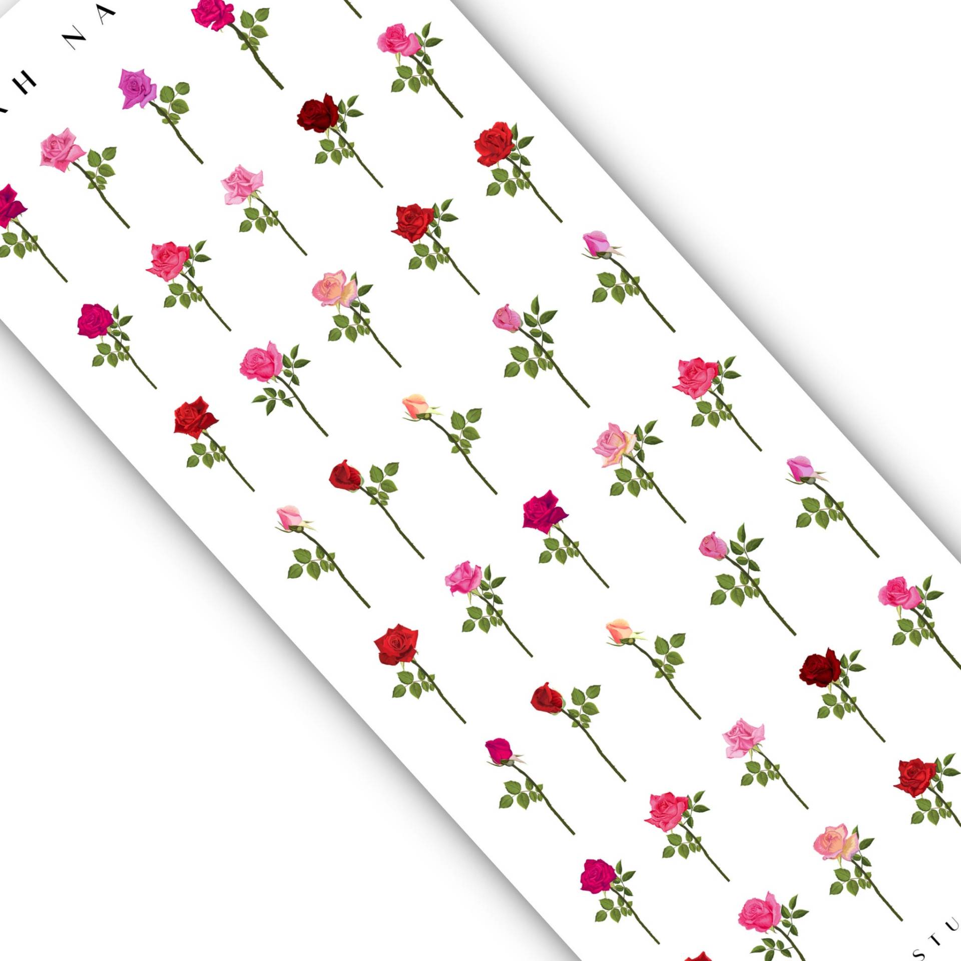 Long Stem Rose Floral Nail Decals - Frühling Sommer Art Maniküre Accessoires Wasser Transfer Nagelzubehör von Etsy - DXHNAILCO
