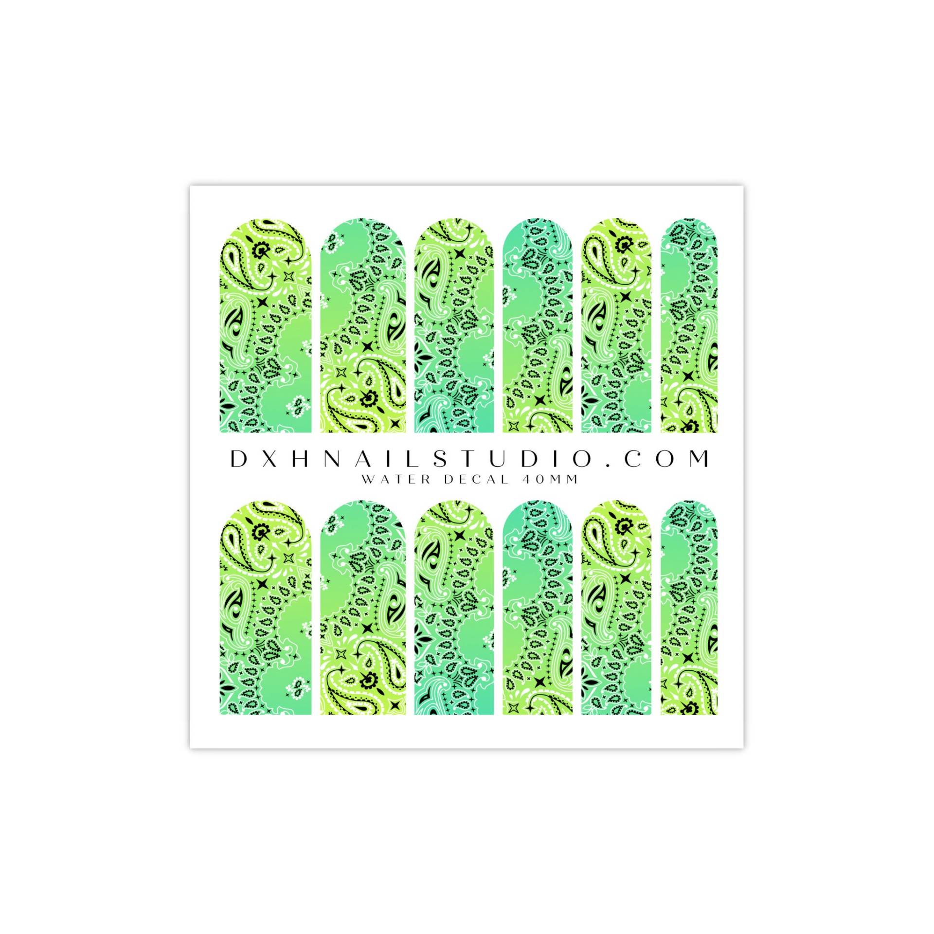 Neu Key Lime Ombre Classic Bandana Nagel Abziehbilder - Paisley Nail Art Water Transfer Wraps Zubehör Nägel von Etsy - DXHNAILCO