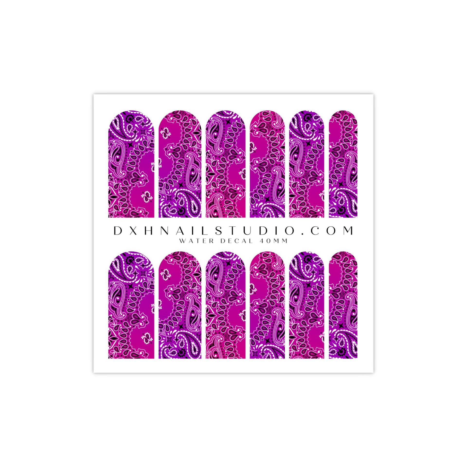Neu Royal Purple & Pink Ombre Classic Bandana Nagelabziehbilder - Wassertransfer Nail Wraps Press On Accessories Acrylfarben Gel X von Etsy - DXHNAILCO