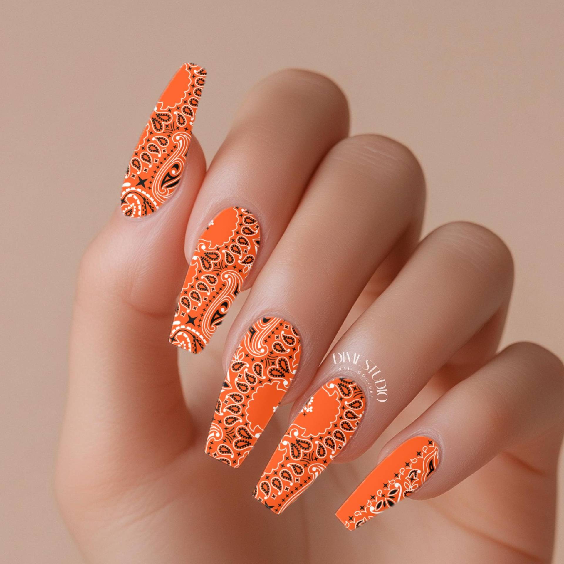 Orange Bandana Paisley Nagel Aufkleber Wassertransfer Nail Art Orange Bandana Paisley Nagel Aufkleber Wassertransfer Nail Art von Etsy - DXHNAILCO